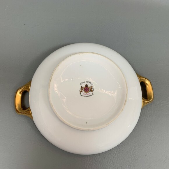 Royal Jackson Tureen Green Gold Band White Handles without Lid - Picture 4 of 10